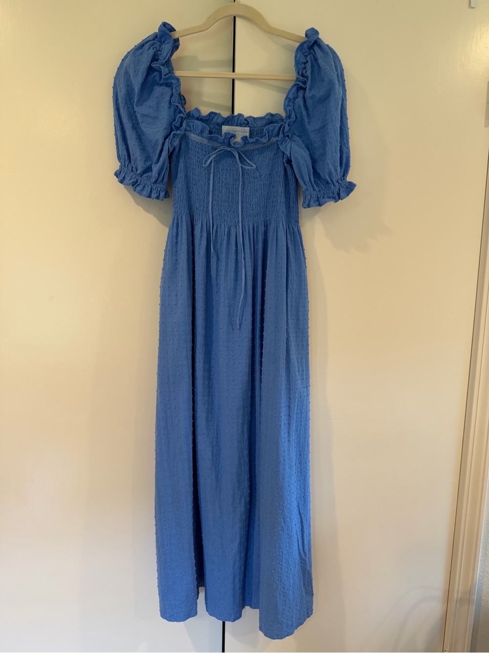 HILL HOUSE SCARLETT NAP DRESS IN HYDRANGEA BLUE CLIP DOT - Picture 6 of 7